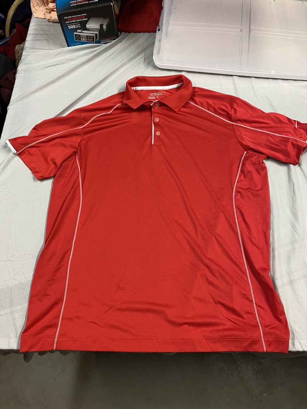 Nike Golf Tour Performance Mens Polo XL Red Striped Short Sleeve Shirt